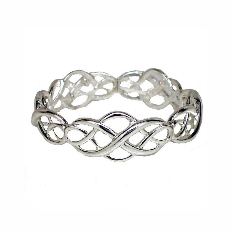 Celtic Knot Stretch Bracelet - Silver plated - B2368 - Click Image to Close